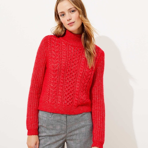 NWT CROPPED TURTLENECK CABLE SWEATER - Picture 3 of 6